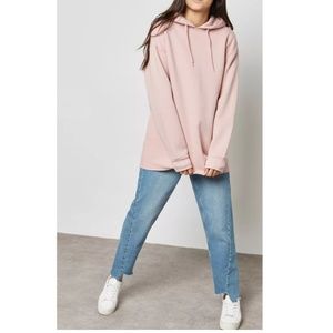 TOPSHOP Longline Hoodie Pale Pink US 2, NEW